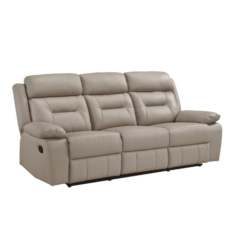 English Elm Double Reclining Sofa Top Grain Leather Upholstered Transitional Living Room Seating B011P575266