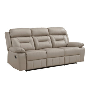 English Elm Double Reclining Sofa Top Grain Leather Upholstered Transitional Living Room Seating B011P575266