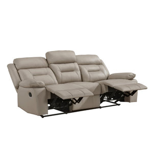 English Elm Double Reclining Sofa Top Grain Leather Upholstered Transitional Living Room Seating B011P575266