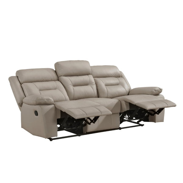English Elm Double Reclining Sofa Top Grain Leather Upholstered Transitional Living Room Seating B011P575266