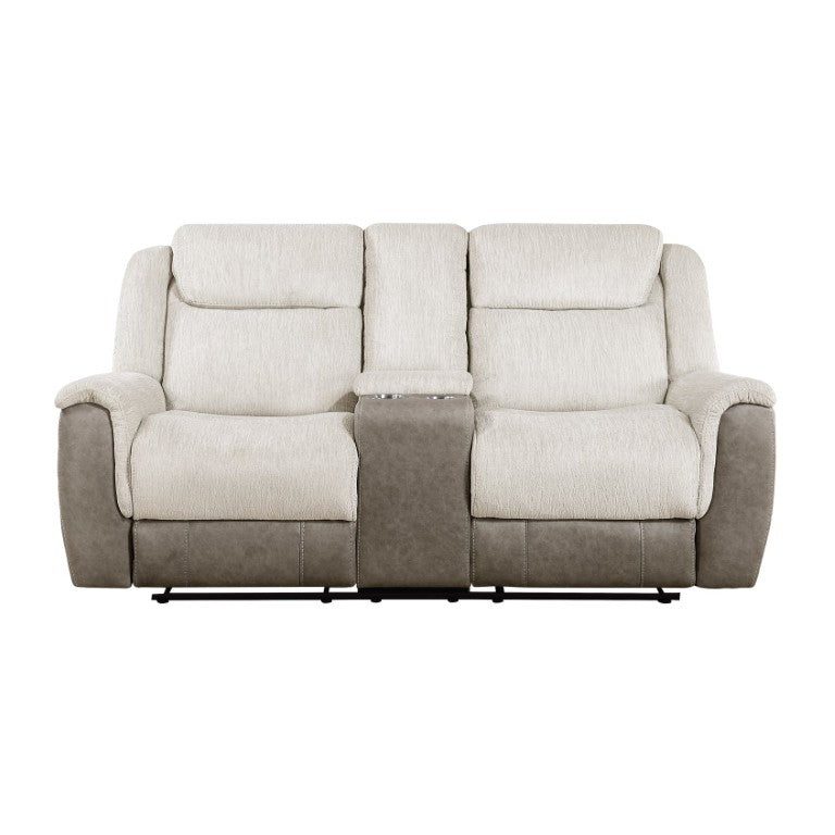 English Elm Double Reclining Loveseat with Center Console Chenille and Microfiber Media Room Seating B011P575270