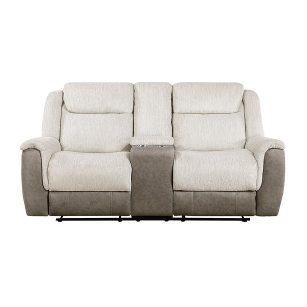 English Elm Double Reclining Loveseat with Center Console Chenille and Microfiber Media Room Seating B011P575270
