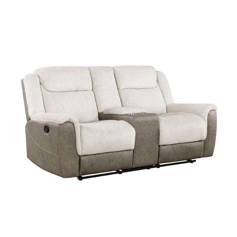 English Elm Double Reclining Loveseat with Center Console Chenille and Microfiber Media Room Seating B011P575270