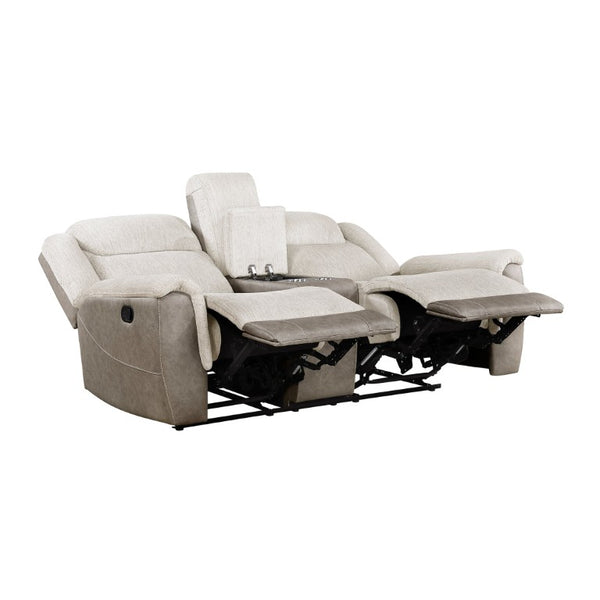 English Elm Double Reclining Loveseat with Center Console Chenille and Microfiber Media Room Seating B011P575270