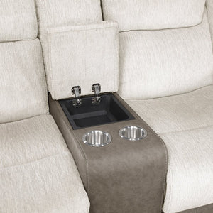 English Elm Double Reclining Loveseat with Center Console Chenille and Microfiber Media Room Seating B011P575270