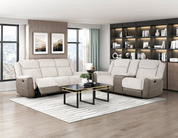 English Elm Double Reclining Loveseat with Center Console Chenille and Microfiber Media Room Seating B011P575270
