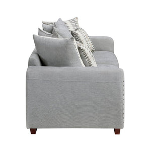 English Elm Sofa Three Seat Chenille Upholstered with Nailhead Trim and Scatter Back Pillows B011P575272