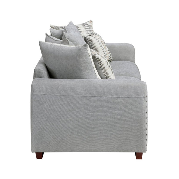English Elm Sofa Three Seat Chenille Upholstered with Nailhead Trim and Scatter Back Pillows B011P575272