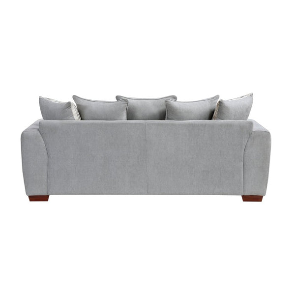 English Elm Sofa Three Seat Chenille Upholstered with Nailhead Trim and Scatter Back Pillows B011P575272