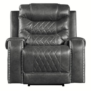 English Elm Power Recliner Club Chair Faux Leather Diamond Stitch Nailhead Arms USB Charging B011P575275