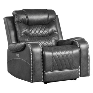 English Elm Power Recliner Club Chair Faux Leather Diamond Stitch Nailhead Arms USB Charging B011P575275