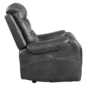 English Elm Power Recliner Club Chair Faux Leather Diamond Stitch Nailhead Arms USB Charging B011P575275