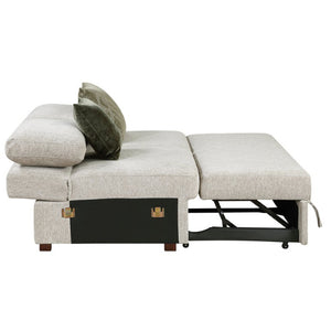 English Elm Modern Glam California King Bed Bouclé Shell Arch Headboard with LED Ambient Lighting Sage 62 L x 38.5 W x 36 H Microfiber B011P575277