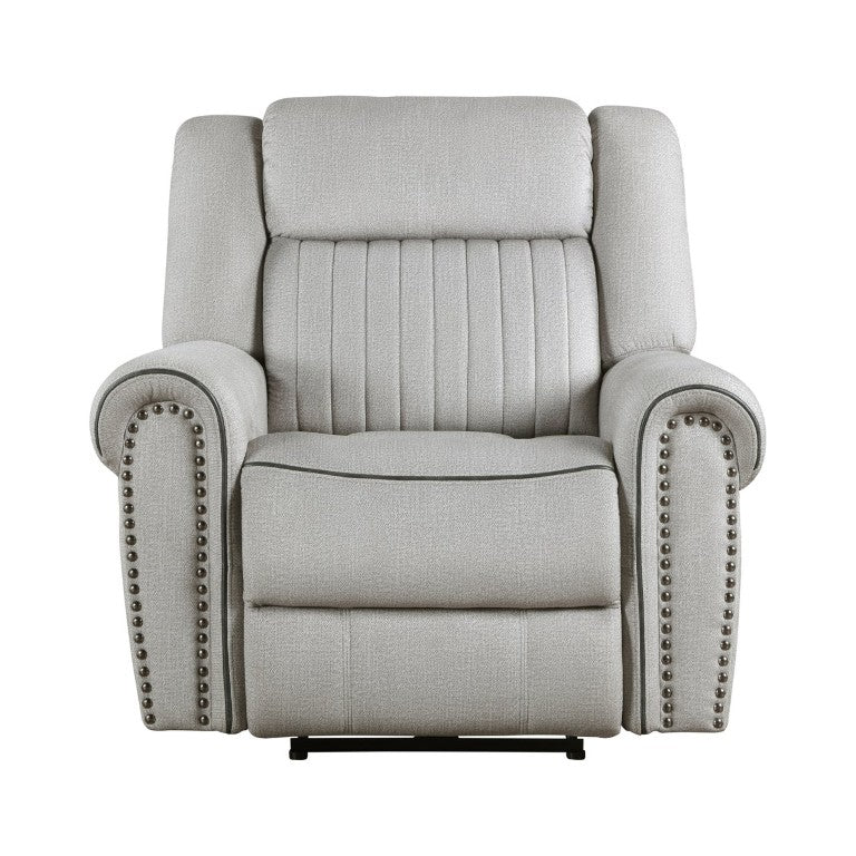 English Elm Power Recliner Chair with USB Charging Nailhead Trim Microfiber Transitional Seat B011P575280
