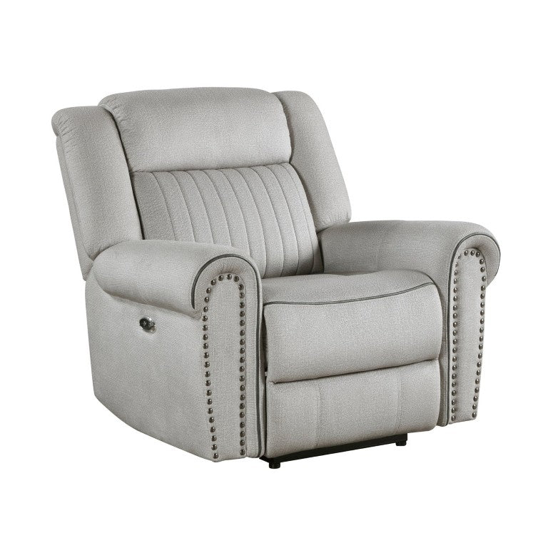 English Elm Power Recliner Chair with USB Charging Nailhead Trim Microfiber Transitional Seat B011P575280