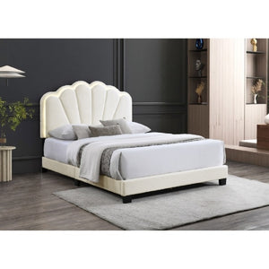 English Elm Modern Glam Queen Bed Bouclé Shell Arch Headboard with Built in LED Ambient Lighting B011P575290