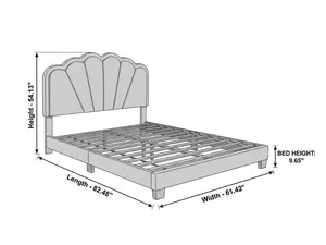 English Elm Modern Glam Queen Bed Bouclé Shell Arch Headboard with Built in LED Ambient Lighting B011P575290