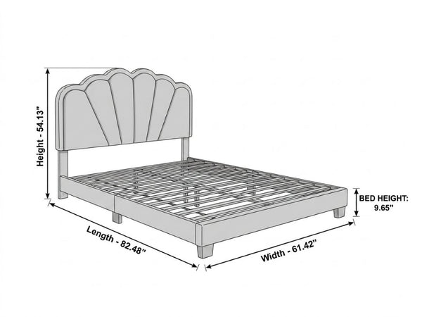 English Elm Modern Glam Queen Bed Bouclé Shell Arch Headboard with Built in LED Ambient Lighting B011P575290