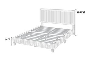 English Elm California King Slatted Panel Bed Solid Rubberwood Transitional Walnut Bedroom Frame Full Black Corduroy B011P575310