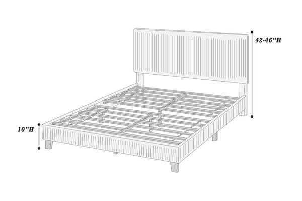 English Elm California King Slatted Panel Bed Solid Rubberwood Transitional Walnut Bedroom Frame Full Black Corduroy B011P575310