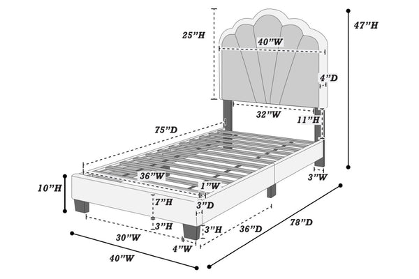 English Elm Pink Wool Upholstered Twin Bed Scalloped LED Headboard Tufted Platform Frame B011P575316