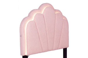 English Elm Pink Wool Upholstered Twin Bed Scalloped LED Headboard Tufted Platform Frame B011P575316