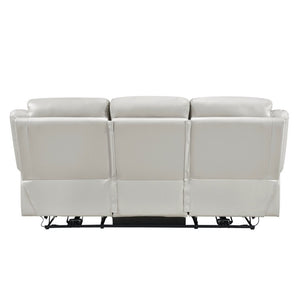 English Elm Power Reclining Sofa with Top Grain Hide USB Ports and Pillow Top Arms for Living Rooms Silver Leather B011P575933