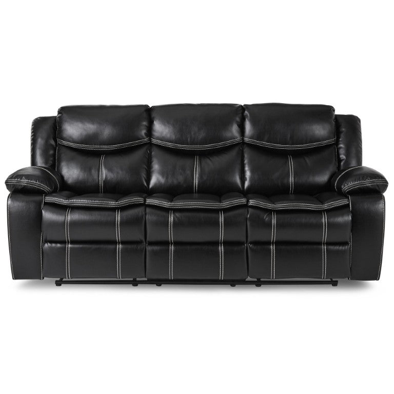 English Elm Double Reclining Faux Leather Sofa with Pocket Coil Support for Media Rooms B011P575936