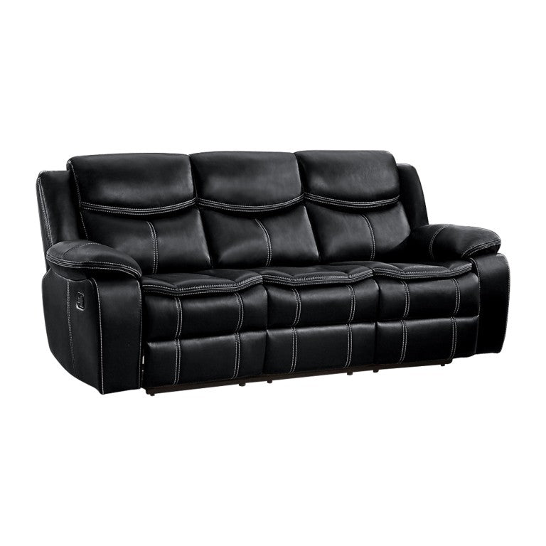 English Elm Double Reclining Faux Leather Sofa with Pocket Coil Support for Media Rooms B011P575936