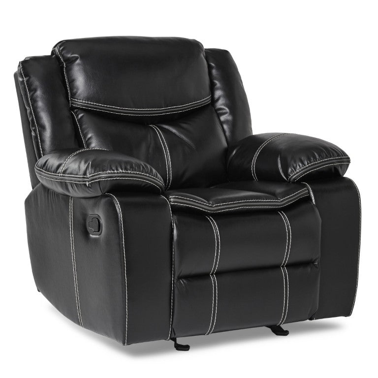 English Elm Glider Recliner with Tab Pull Mechanism Faux Leather Upholstered Living Room Chair B011P575938