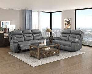 English Elm Power Reclining Loveseat Top Grain Leather Home Theater Seating with USB Ports B011P575946