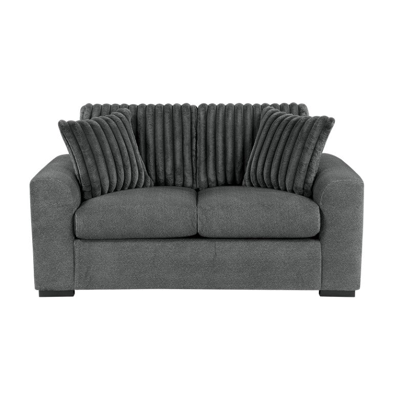 English Elm Double Reclining Loveseat Microfiber Corduroy Two Tone Gray for Modern Living Rooms B011P575949