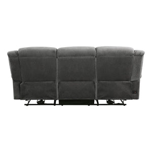 English Elm Double Reclining Sofa with Pocket Coil Support and Dual Tab Pull for Living Rooms Charcoal Microfiber B011P575952