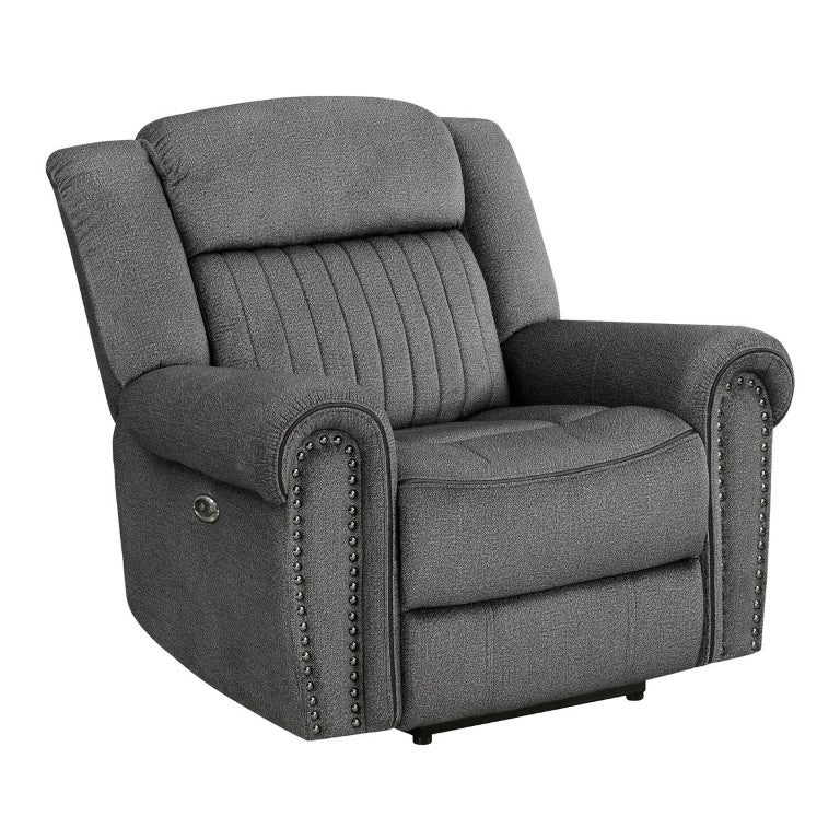 English Elm Power Recliner Chair with USB Charging Nailhead Trim and Microfiber Upholstery B011P575954