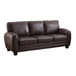 English Elm Sofa Mid-Century Faux Leather with Exposed Wood Legs for Modern Living Rooms B011P575958