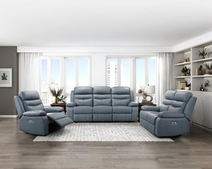 English Elm Power Reclining Sofa Top Grain Leather Dual Touch Controls USB Charging Living Room B011P575961
