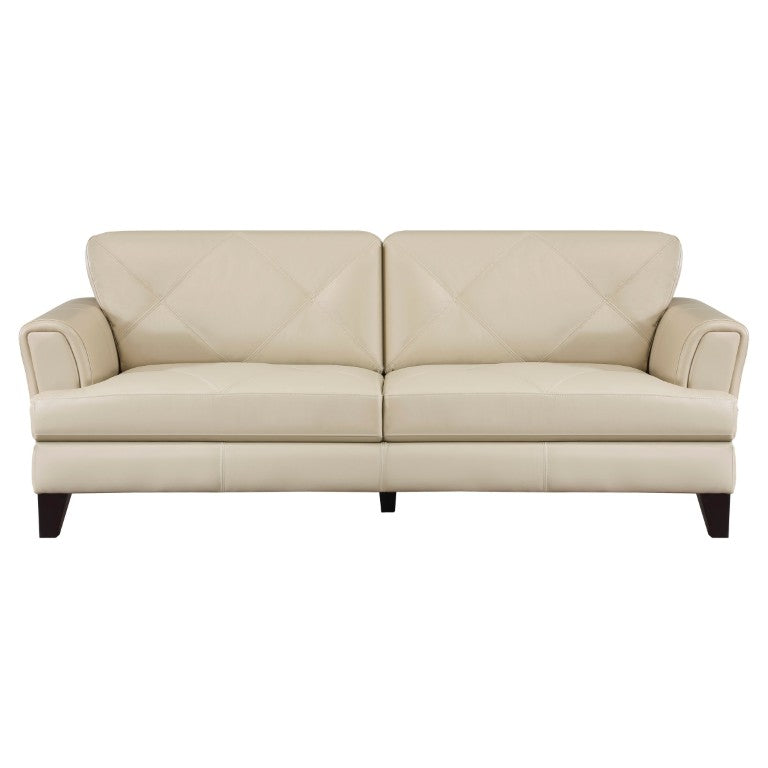 English Elm Sofa Top Grain Leather Contemporary Track Arm Design with Espresso Wood Legs B011P575964