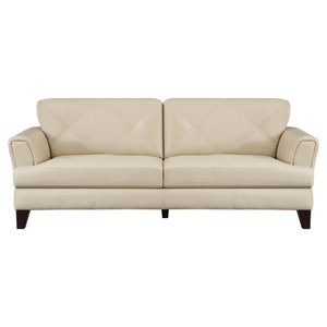 English Elm Sofa Top Grain Leather Contemporary Track Arm Design with Espresso Wood Legs B011P575964