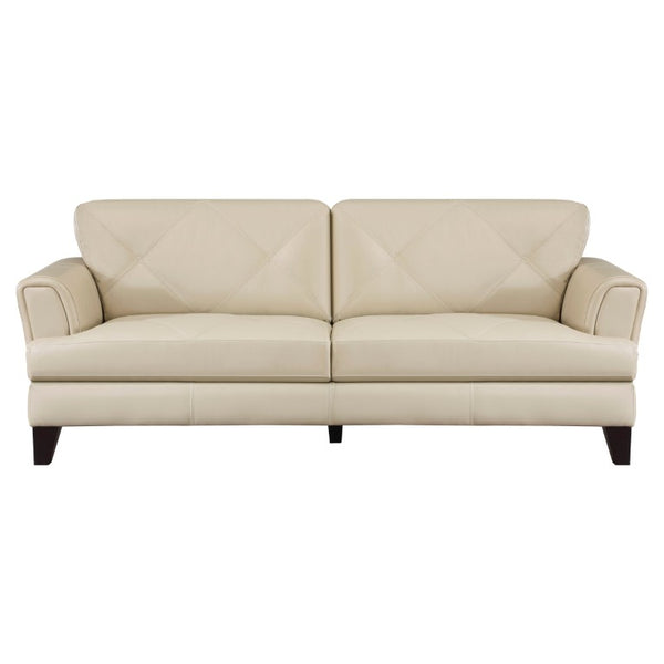 English Elm Sofa Top Grain Leather Contemporary Track Arm Design with Espresso Wood Legs B011P575964
