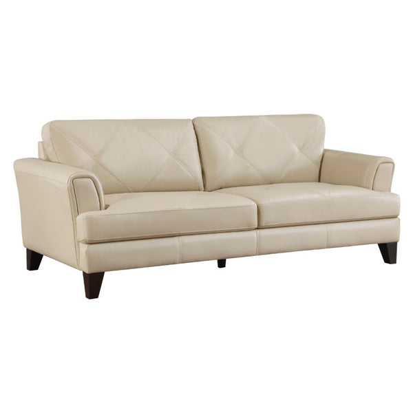 English Elm Sofa Top Grain Leather Contemporary Track Arm Design with Espresso Wood Legs B011P575964