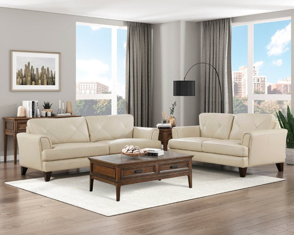 English Elm Sofa Top Grain Leather Contemporary Track Arm Design with Espresso Wood Legs B011P575964