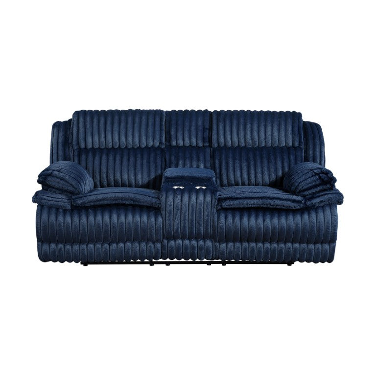 English Elm Double Reclining Loveseat Ribbed Corduroy Fabric with Console Cup Holders Storage B011P575968