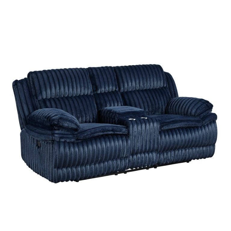 English Elm Double Reclining Loveseat Ribbed Corduroy Fabric with Console Cup Holders Storage B011P575968