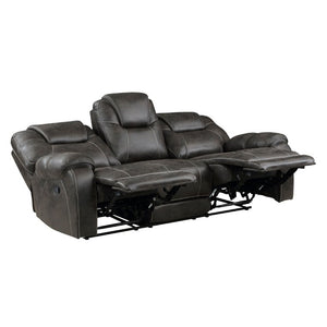 English Elm Double Reclining Sofa Plush Microfiber Upholstered Transitional Living Room Seating B011P575971