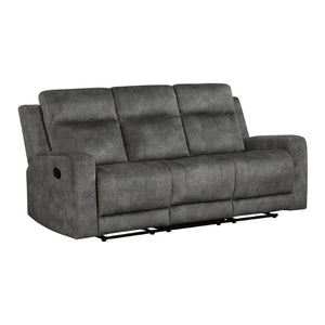 English Elm Double Reclining Sofa with Pocket Coil Support and Dual Tab Pull for Living Rooms Gray Microfiber B011P575978