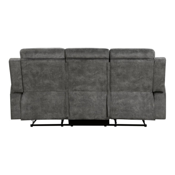 English Elm Double Reclining Sofa with Pocket Coil Support and Dual Tab Pull for Living Rooms Gray Microfiber B011P575978