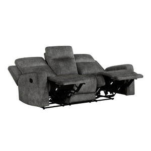 English Elm Double Reclining Sofa with Pocket Coil Support and Dual Tab Pull for Living Rooms Gray Microfiber B011P575978