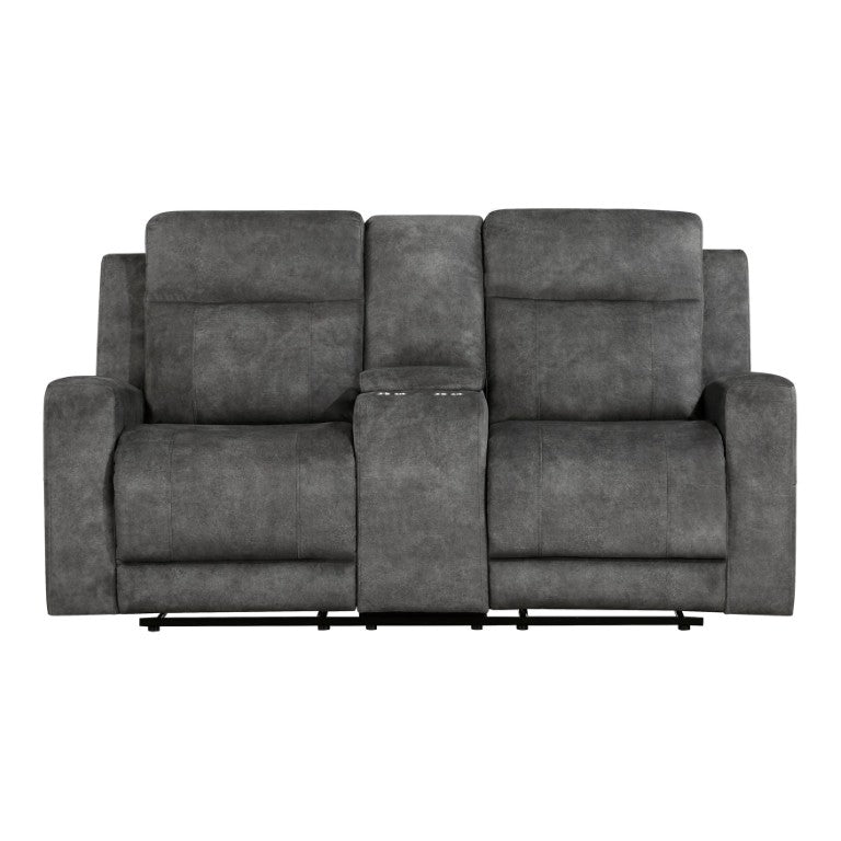English Elm Double Reclining Loveseat with Center Console Storage Microfiber Upholstered Seating B011P575979