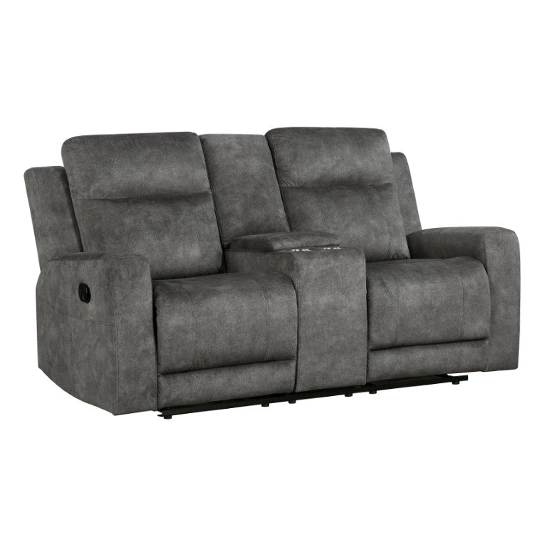 English Elm Double Reclining Loveseat with Center Console Storage Microfiber Upholstered Seating B011P575979