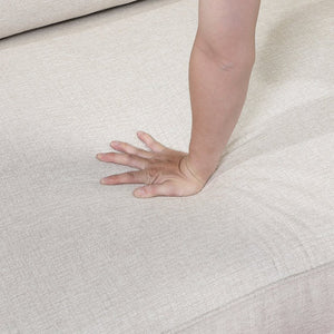 English Elm Ottoman Oversized Microfiber Pocket Coil Seating Accent for Living Room or Den Beige Chenille B011P575981